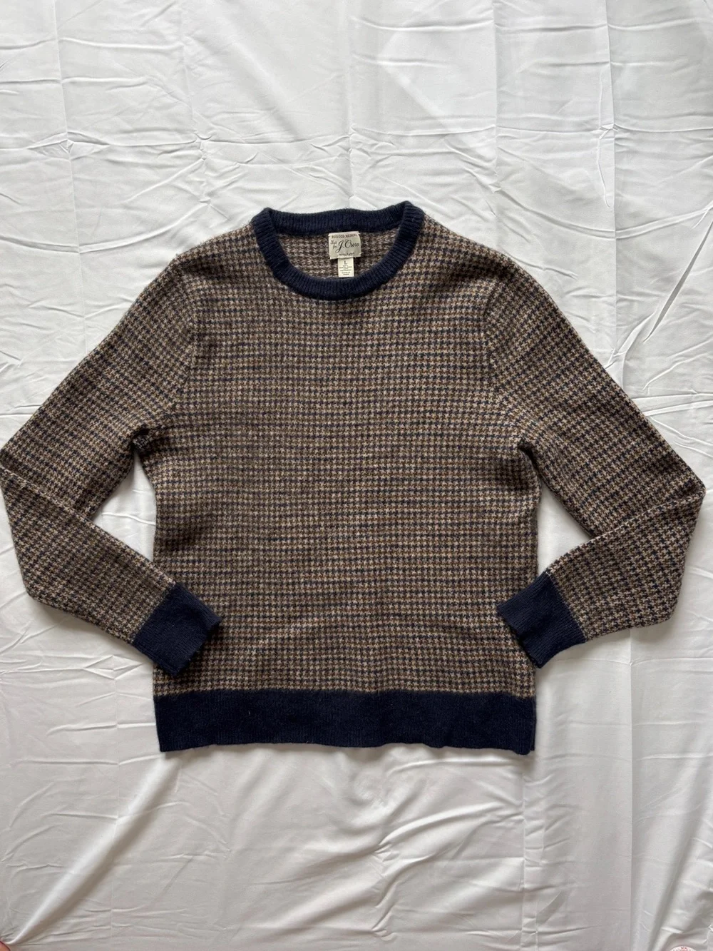 J. Crew Merino wool-blend sweater in houndstooth jacquard Size Large